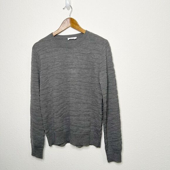 A.L.C Gray Pullover 100% Merino Wool Long Sleeve Textured Sweater Women’s Size M - Picture 1 of 13